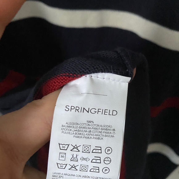 Springfield Men's Navy Striped Cowl Neck Sweater - Picture 5 of 5